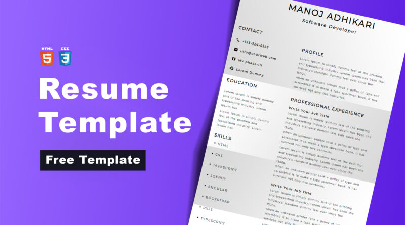 How To Make A Resume design Using html CSS